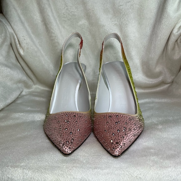 ⭐️🆕⭐️ Karl Lagerfeld “Chalina” Rhinestone Multi-Colored Ombré Slingback Pumps - Picture 8 of 10